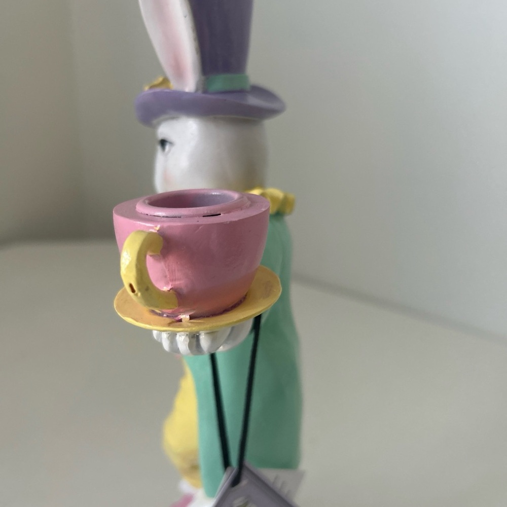 Easter Bunny Teacup Figurine Whimsical Candle Holder Decor - Picture 13 of 16